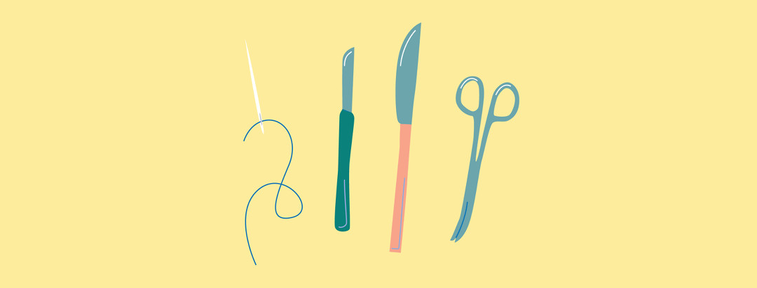 Needle, scalpel and other instruments of surgery