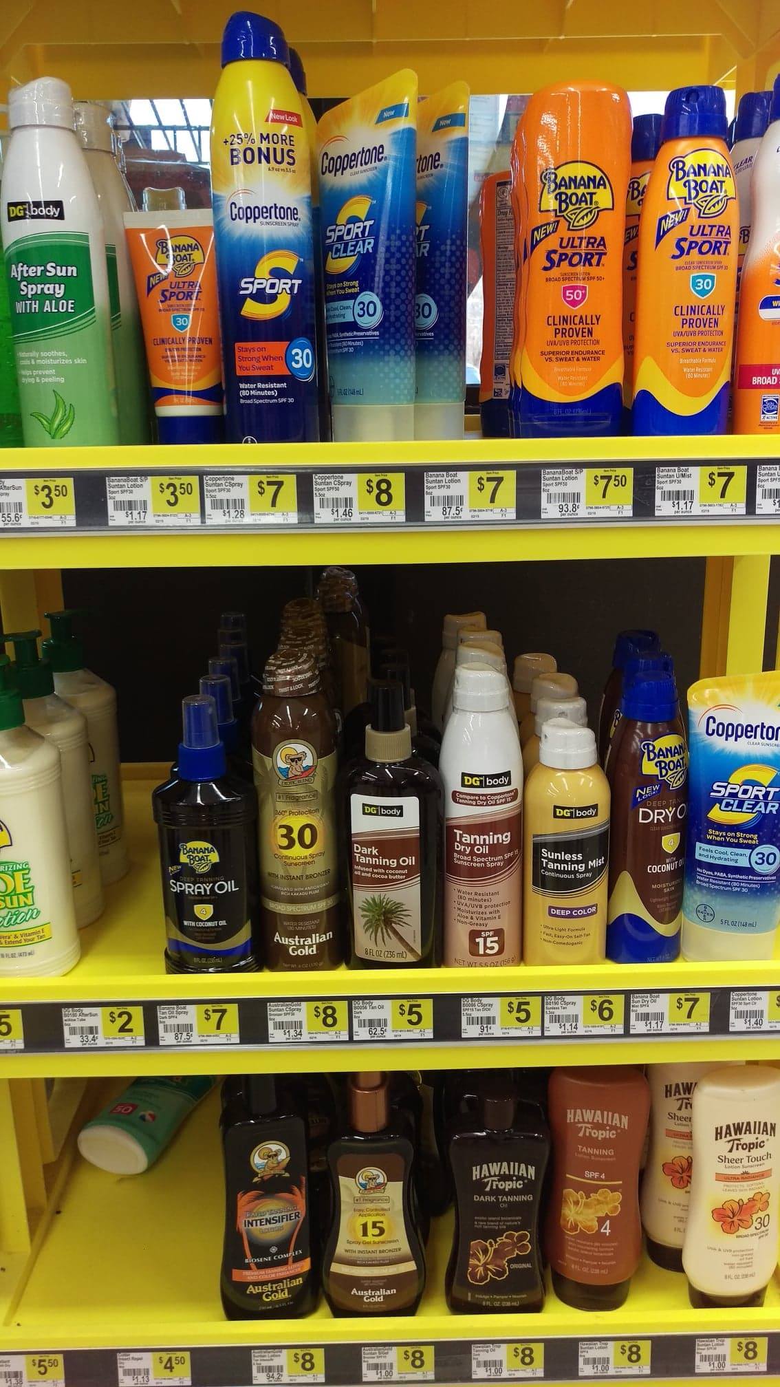 Sunscreens on the shelf