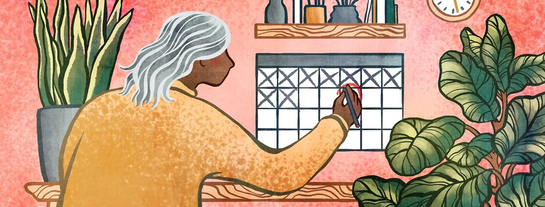 A woman marks her calendar for an important appointment on short notice.